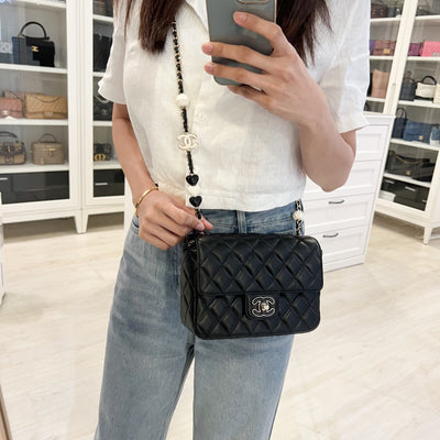 Chanel 23P Square Mini Flap in Black Lambskin LGHW