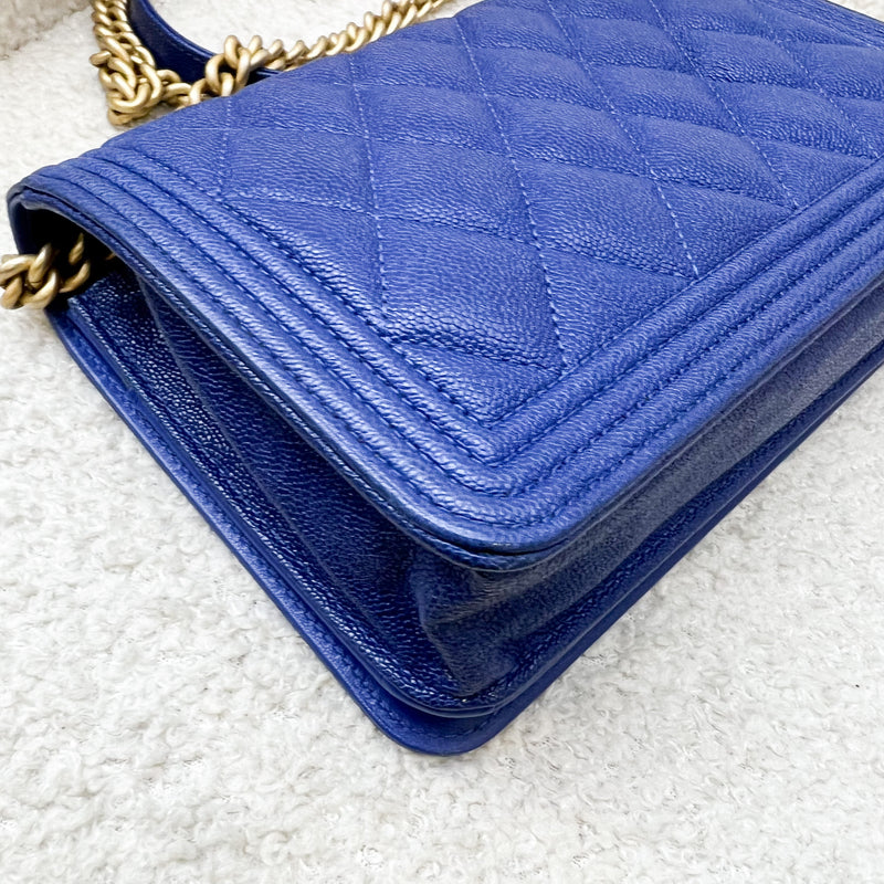 Chanel Boy Wallet on Chain WOC in Blue Caviar and AGHW