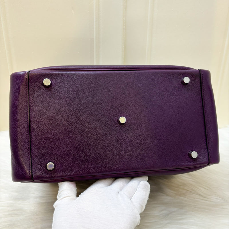 Hermes Lindy 30 in Dark Purple (Likely Cassis) Evercolor Leather and PHW