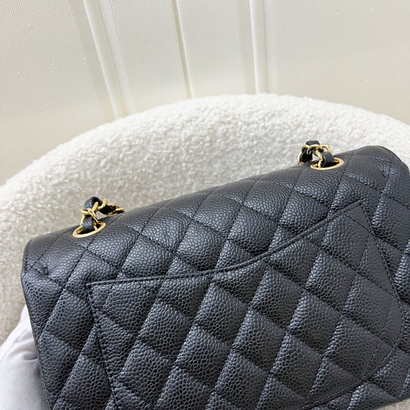 Chanel Small Classic Flap CF in Black Caviar and GHW (Model: A01113)