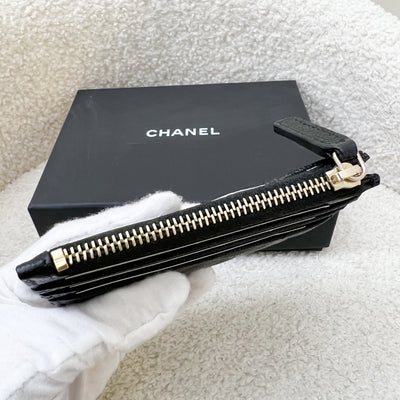 Chanel Zip Card Holder / Small Wallet in Black Caviar LGHW