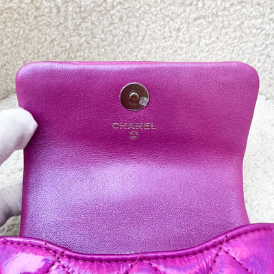 Chanel 24C Micro VIP Clutch in Fuchsia Pink Iridescent Mirror Goatskin SHW