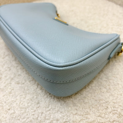 Prada Re-Edition Mini Bag in Baby Blue Saffiano Leather and GHW