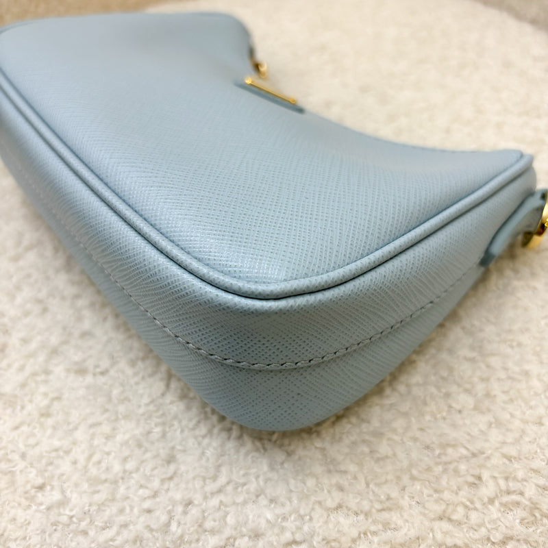 Prada Re-Edition Mini Bag in Baby Blue Saffiano Leather and GHW