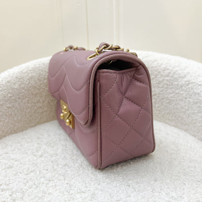 Chanel 16C Pagoda Small Flap in Dark Pink Lambskin and Gosgrain and AGHW