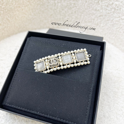 Chanel VIP Gift Hair Pin with Tiny Pearls and Square Crystals LGHW