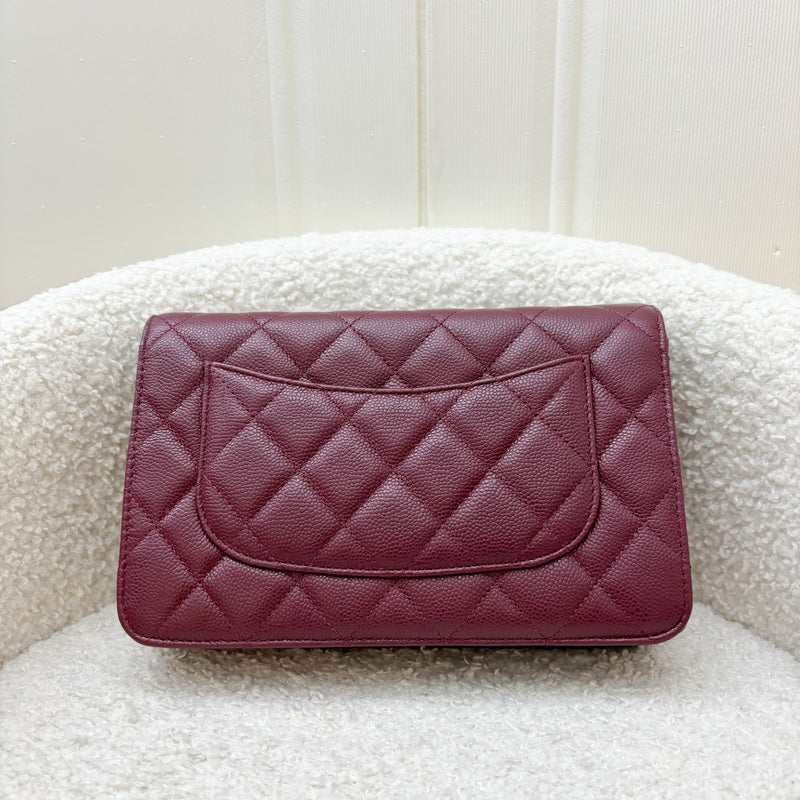 Chanel Classic Wallet on Chain WOC in 23K Burgundy Caviar and LGHW