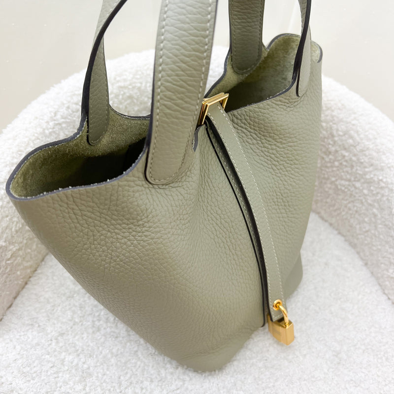 Hermes Picotin 18 in Sage Clemence Leather and GHW