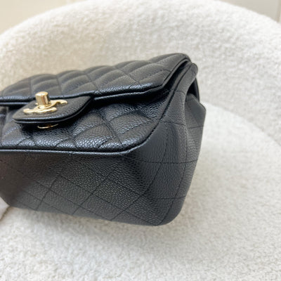 Chanel Classic Mini Square Flap in Black Caviar and LGHW (Model: A35200)