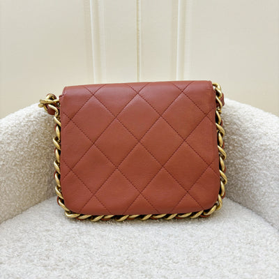 Chanel Seasonal (Runway) Chain Around Flap bag in Terracotta Brown Calfskin and AGHW