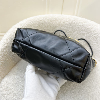 Chanel 22 Mini Hobo Handbag in Black Shiny Calfskin and AGHW