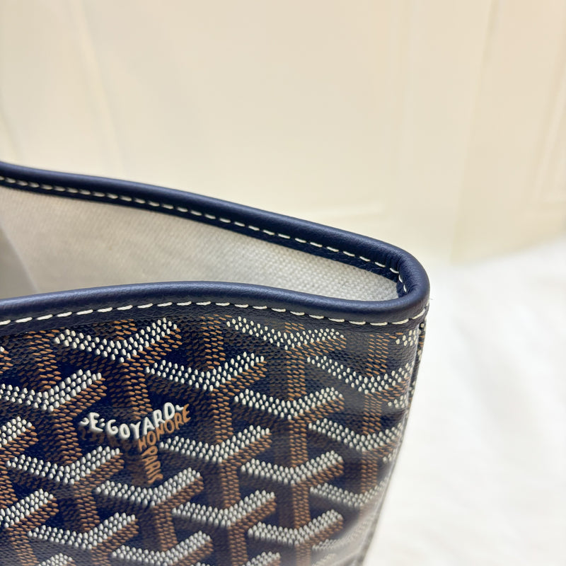 Goyard Saint Louis PM Tote in Navy Signature Goyardine Canvas