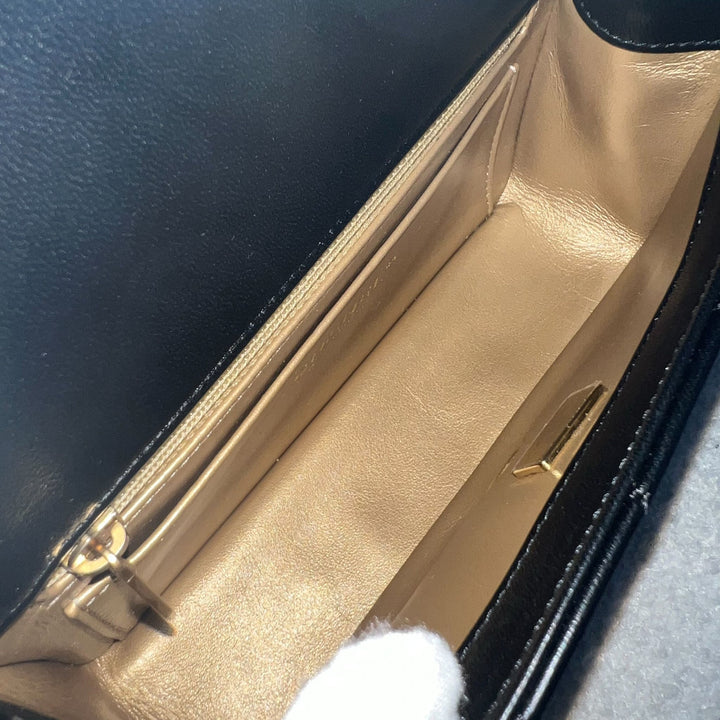 Chanel Pearl Crush Mini Rectangular Flap in Black Lambskin and