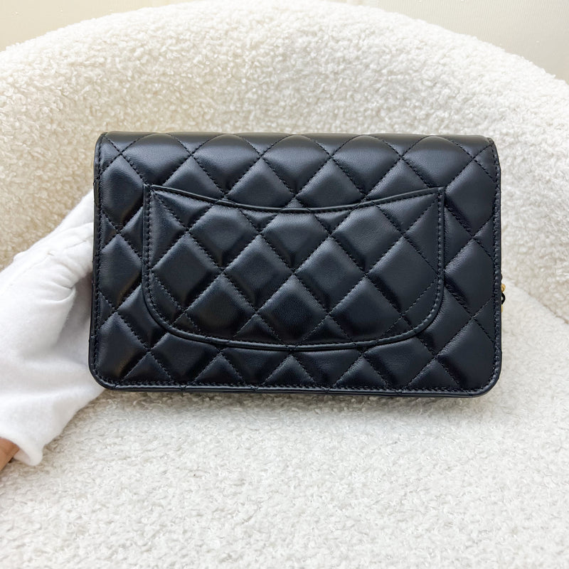 Chanel Pearl Crush Wallet on Chain WOC in Black Lambskin and AGHW