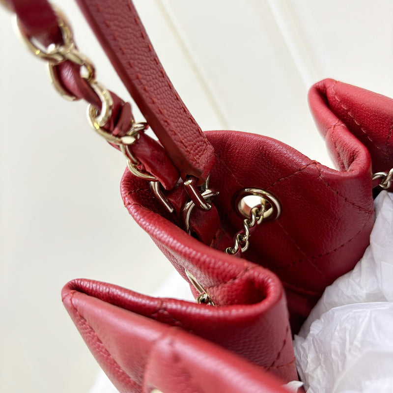 Chanel 19B Drawstring Bucket Bag in Red Caviar and LGHW