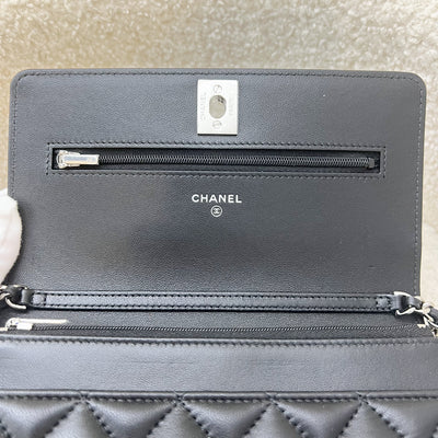 Chanel 23K Wallet on Chain WOC with Dual-Tone Chain in Black Lambskin and SHW
