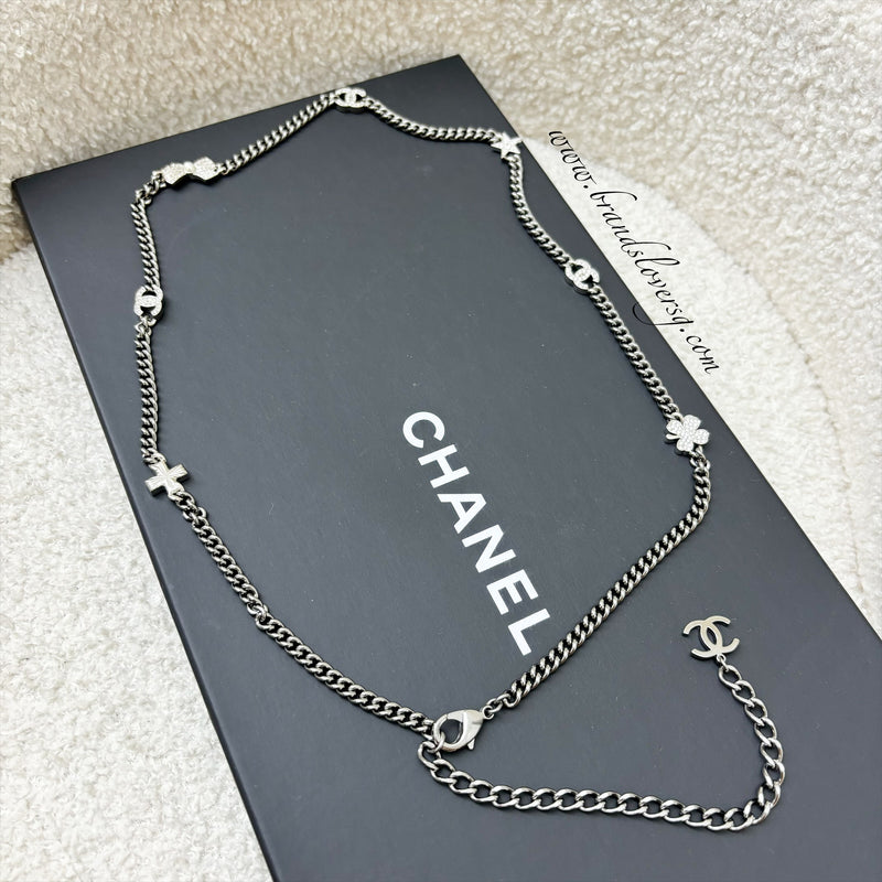 Chanel Chain Belt with CC Logo, Clover and Ribbon Charms in Gunmetal Hardware