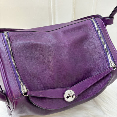 Hermes Lindy 30 in Dark Purple (Likely Cassis) Evercolor Leather and PHW