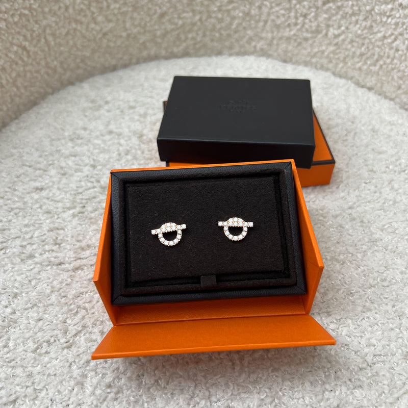 Hermes Finesse Ear Studs with Diamonds in 18K Rose Gold