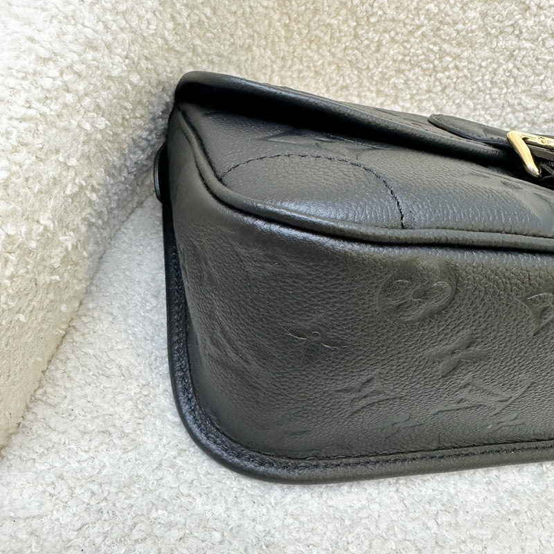 LV Diane Flap Bag in Black Monogram Empreinte Leather with Black Strap