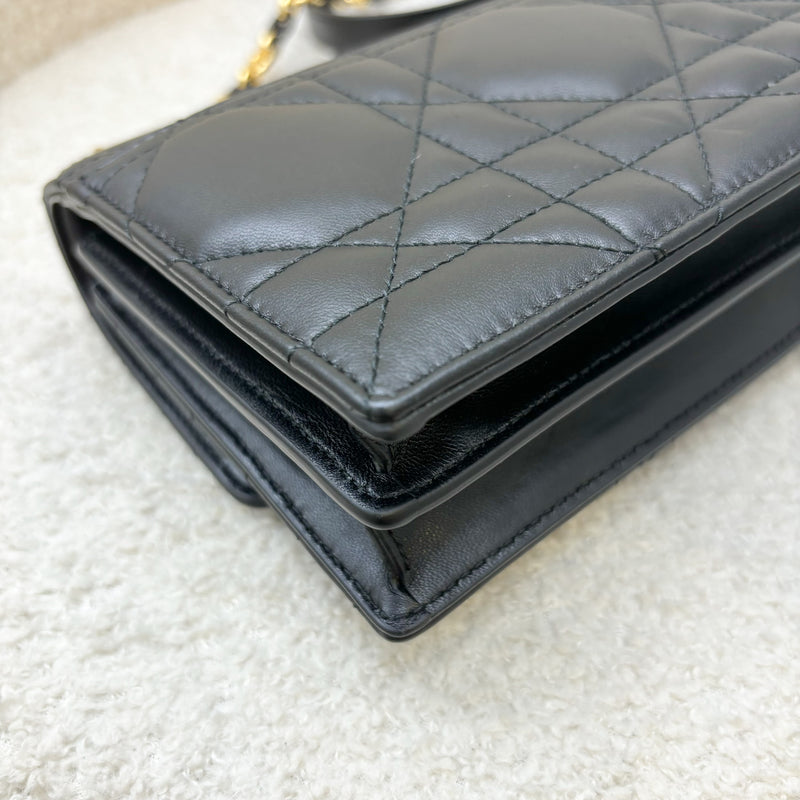 Dior Miss Caro Mini Flap Bag in Black Macrocannage Lambskin and GHW