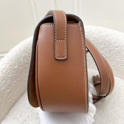 Celine Medium Folco Bag in Tan Calfskin and GHW