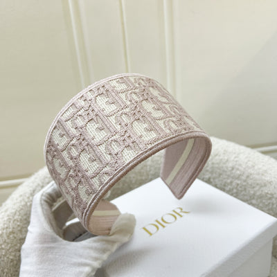 Dior Hairband in Pink Oblique Embroidery