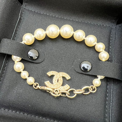 Chanel Classic Bracelet with Pearls and Crystals CC Logo SHW