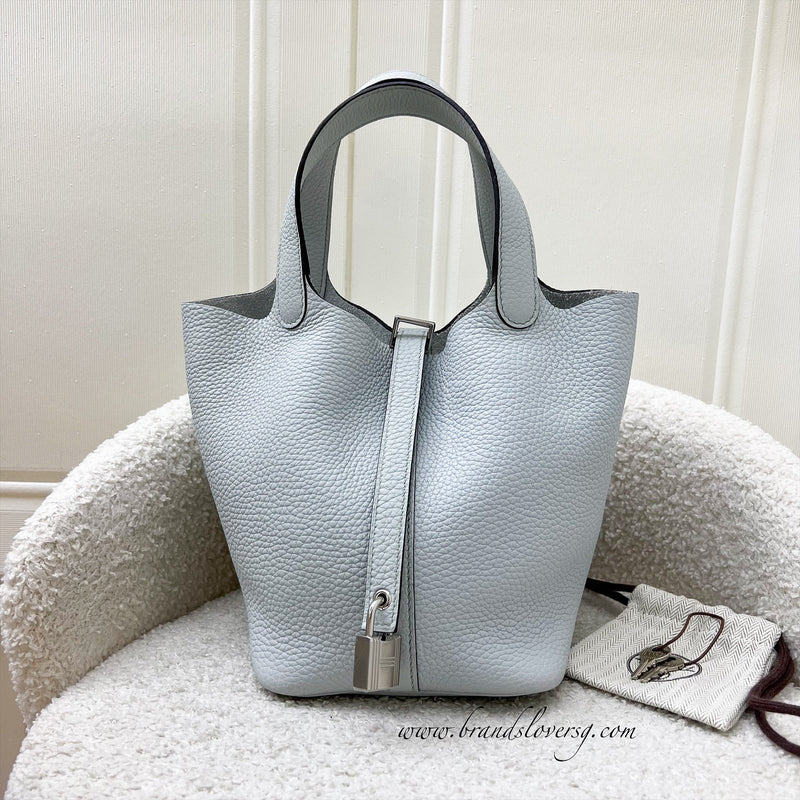 Hermes Picotin 18 in Bleu Pale Clemence Leather and PHW