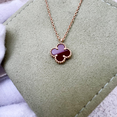 Van Cleef & Arpels VCA Sweet Alhambra Pendant with Carnelian and 18K Rose Gold