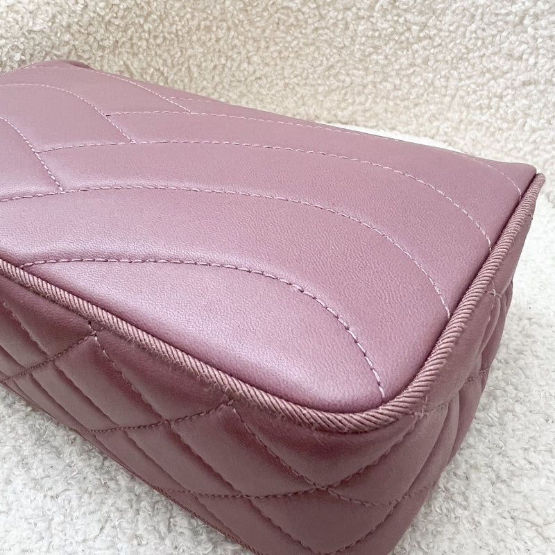 Chanel 16C Pagoda Small Flap in Dark Pink Lambskin and Gosgrain and AGHW