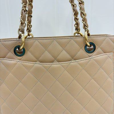 Chanel Grand Shopping Tote GST in Beige Caviar GHW