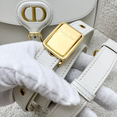 Dior Medium Bobby Flap Bag in White Calfskin and GHW