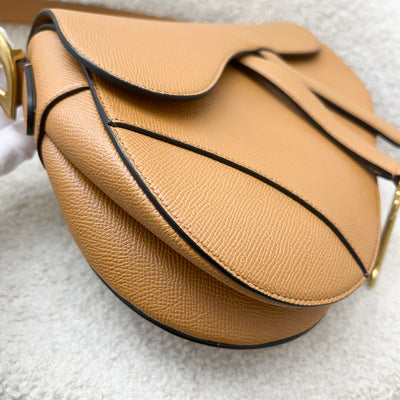 Dior Medium Saddle Bag in Amber Grained Calfskin and AGHW