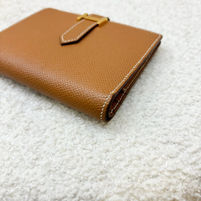 Hermes Bearn Wallet in Gold Epsom Leather and GHW