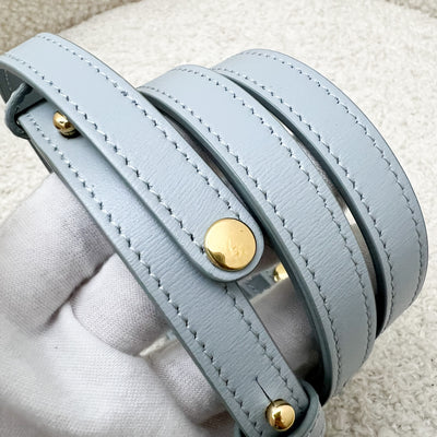 Celine Triomphe Mini Claude Flap Bag in Ice Blue Shiny Calfskin and GHW