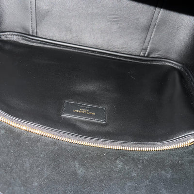 Saint Laurent YSL Large Le 5 À 7 Supple Hobo Bag in Black Grained Leather and GHW