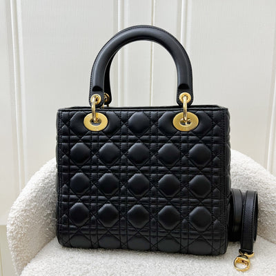 Dior Medium Lady Dior in Black Lambskin and GHW