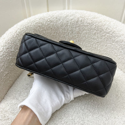 Chanel 22S Pearl Crush Mini Rectangle Flap in Black Lambskin and AGHW