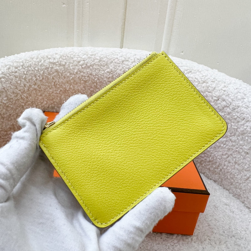 Hermes Roulis Slim Wallet in Gold / Lime Evercolor Leather and GHW