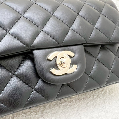 Chanel Classic Mini Rectangle Flap in Black Lambskin and LGHW