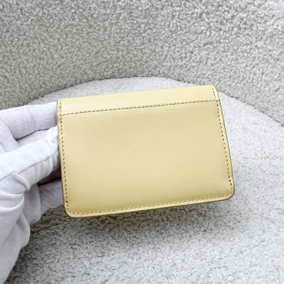 Celine Triomphe Card Holder in Light Yellow Calfskin and GHW