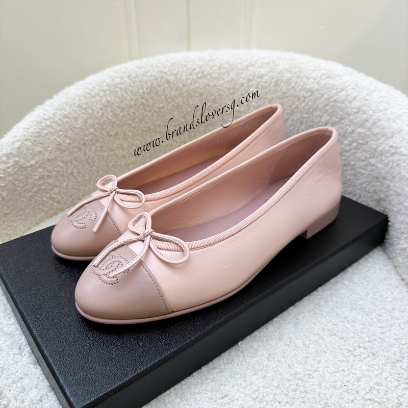 Chanel 23K Ballerina Flats in Pink Lambskin Size 37