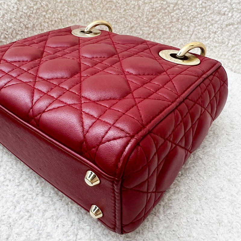 Dior Mini Lady Dior in Cherry Red Lambskin and GHW