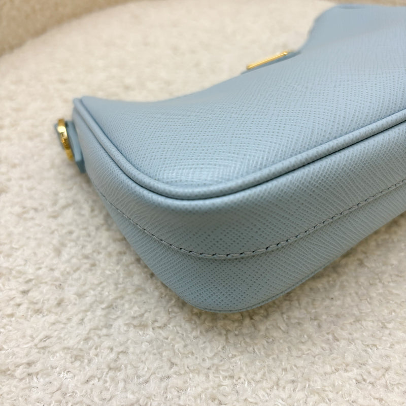 Prada Re-Edition Mini Bag in Baby Blue Saffiano Leather and GHW