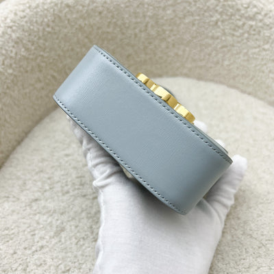 Celine Triomphe Mini Claude Flap Bag in Ice Blue Shiny Calfskin and GHW