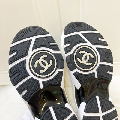 Chanel CC Sneakers in Black / White Mesh and Suede Sz 36