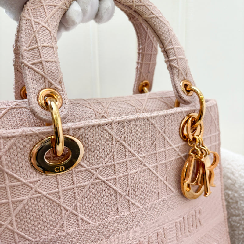 Dior Medium Lady D-Lite in Rosewood Pink Cannage Embroidery and RGHW