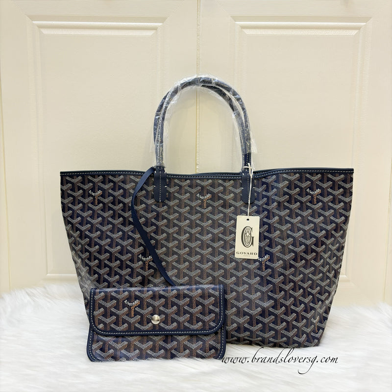 Goyard Saint Louis PM Tote in Navy Signature Goyardine Canvas