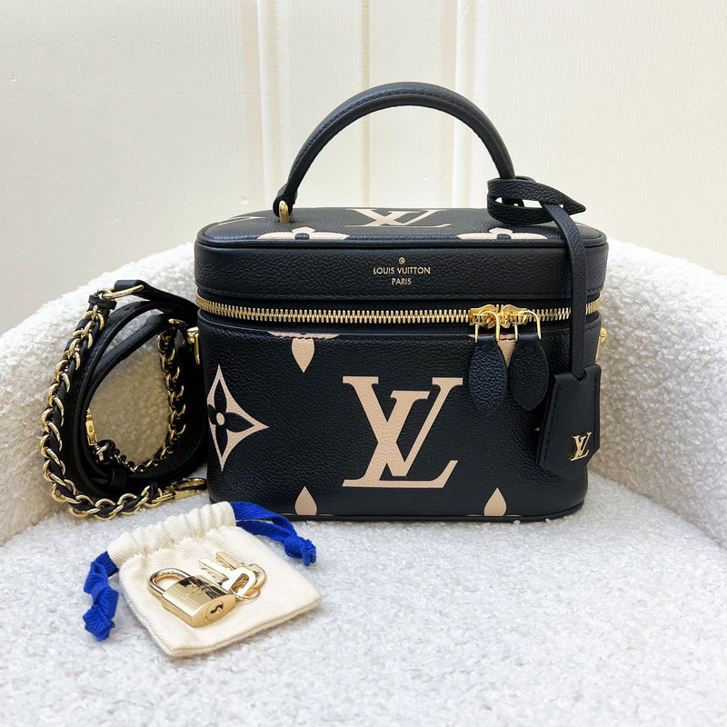 LV Vanity PM in Black and Creme Giant Monogram Empreinte Leather GHW